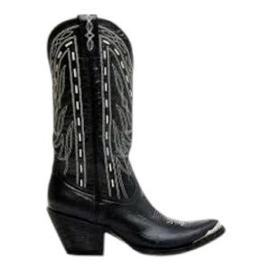 IDYLLWIND WOMEN'S RETRO ROCK BLACK LEATHER WESTERN COWBOY BOOTS Size 8